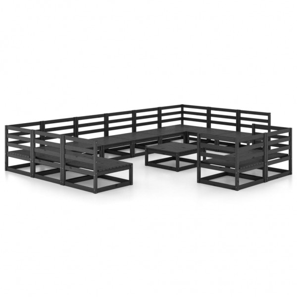 Juego de muebles de jardín 13 piezas madera pino maciza