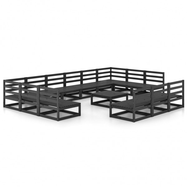 Juego de muebles de jardín 14 piezas madera pino maciza