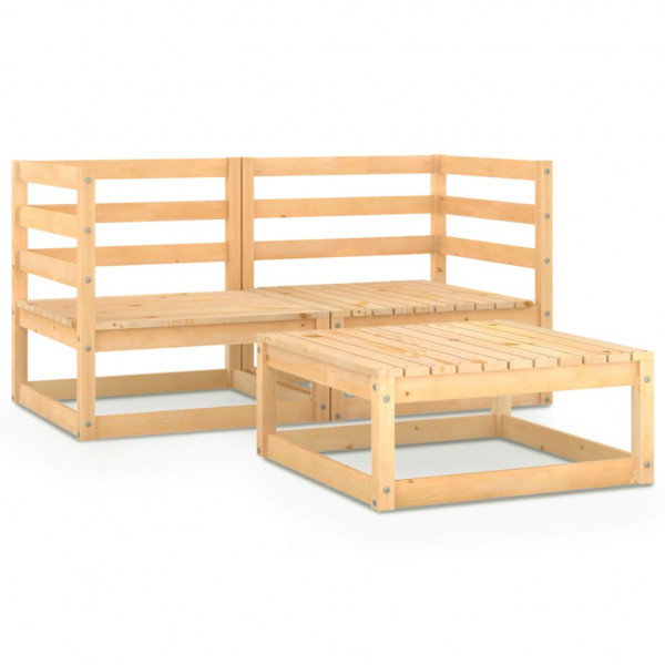 Juego de muebles de jardín 3 piezas madera de pino maciza