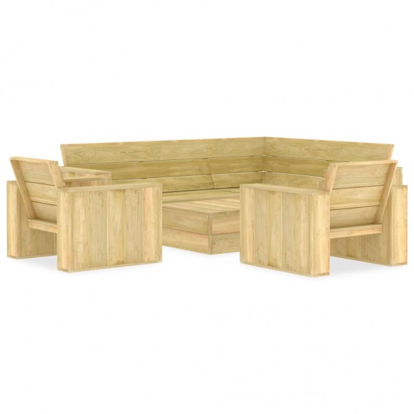 Juego de muebles de jardín 4 piezas madera de pino impregnada