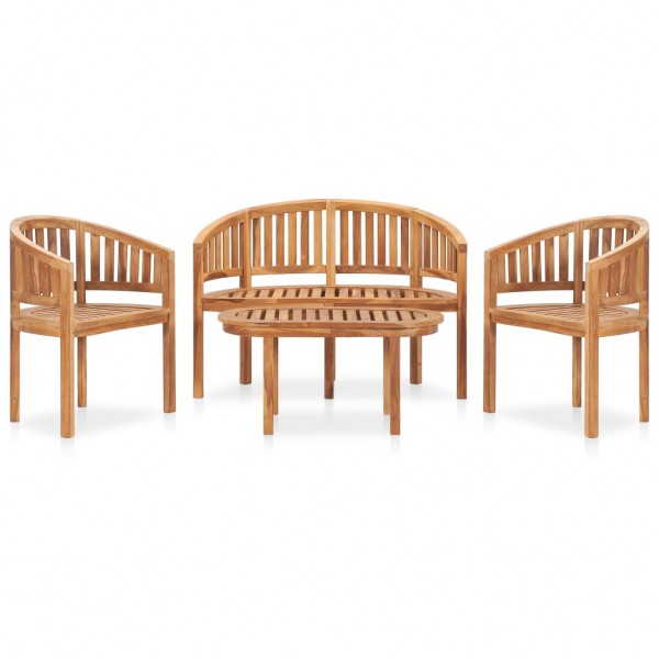 Juego de muebles de jardín 4 piezas madera maciza de teca