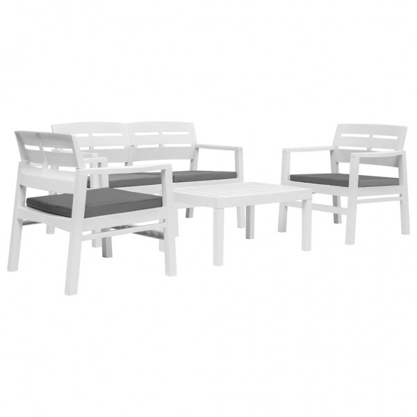 Juego de muebles de jardín 4 piezas plástico blanco
