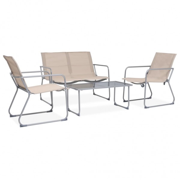Juego de muebles de jardín 4 piezas tela y acero crema
