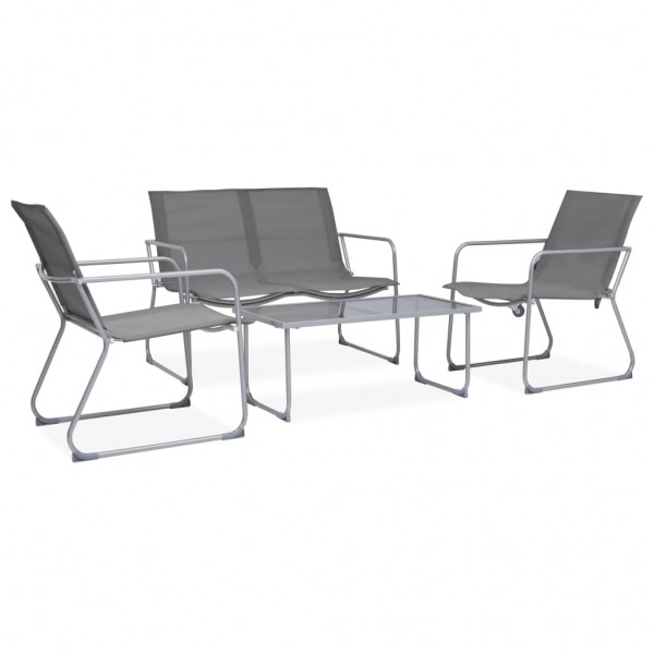 Juego de muebles de jardín 4 piezas tela y acero gris