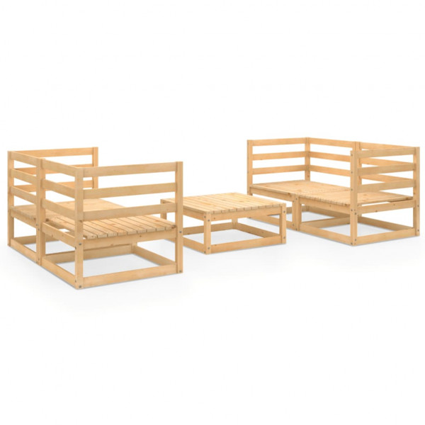 Juego de muebles de jardín 5 piezas madera de pino maciza