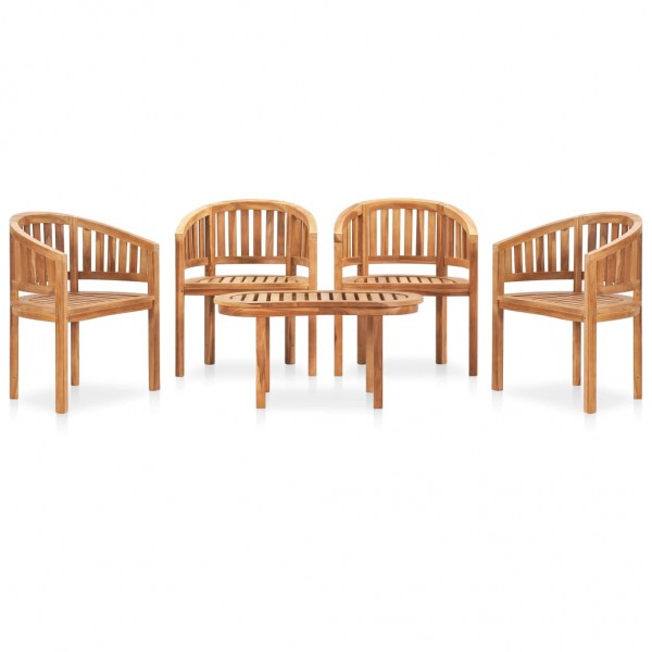 Juego de muebles de jardín 5 piezas madera maciza de teca