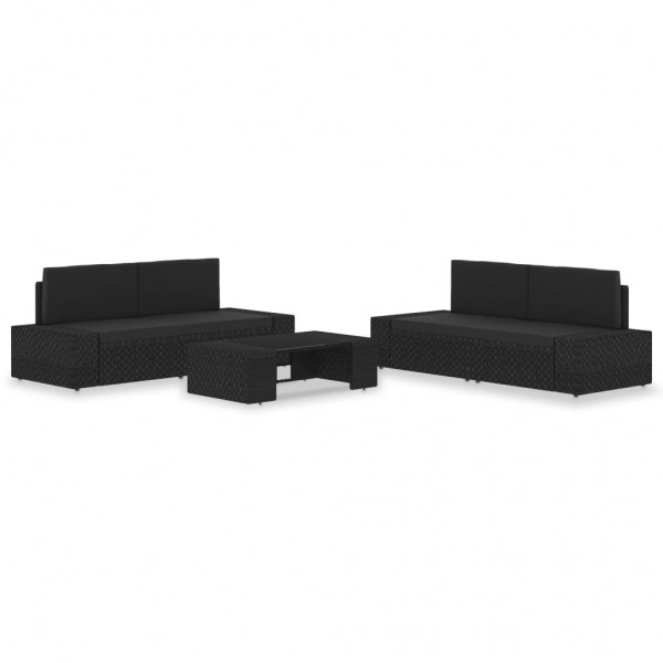 Juego de muebles de jardín 5 piezas ratán sintético negro