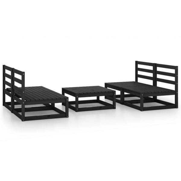 Juego de muebles de jardín 5 pzas y cojines negro madera pino