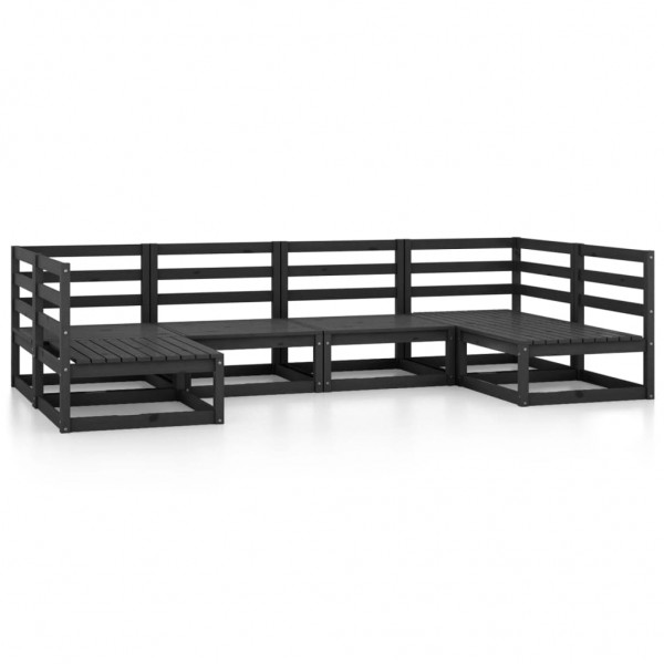 Juego de muebles de jardín 6 piezas madera maciza de pino