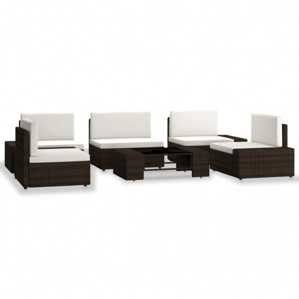 Juego de muebles de jardín 6 piezas ratán sintético marrón