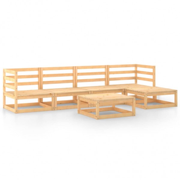 Juego de muebles de jardín 6 pzas y cojines madera pino maciza