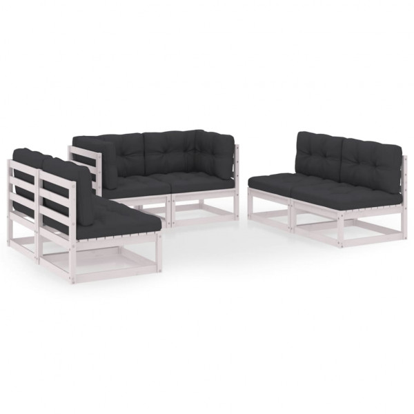 Juego de muebles de jardín 6 pzas y cojines pino maciza