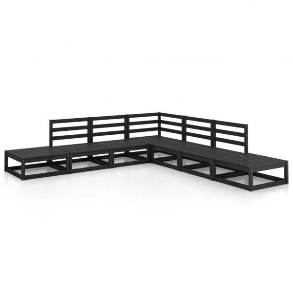 Juego de muebles de jardín 7 piezas negro madera maciza de pino