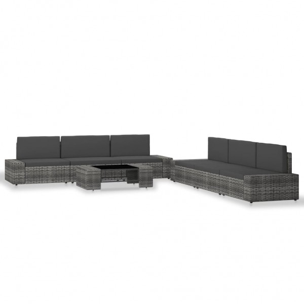 Juego de muebles de jardín 7 piezas ratán sintético gris