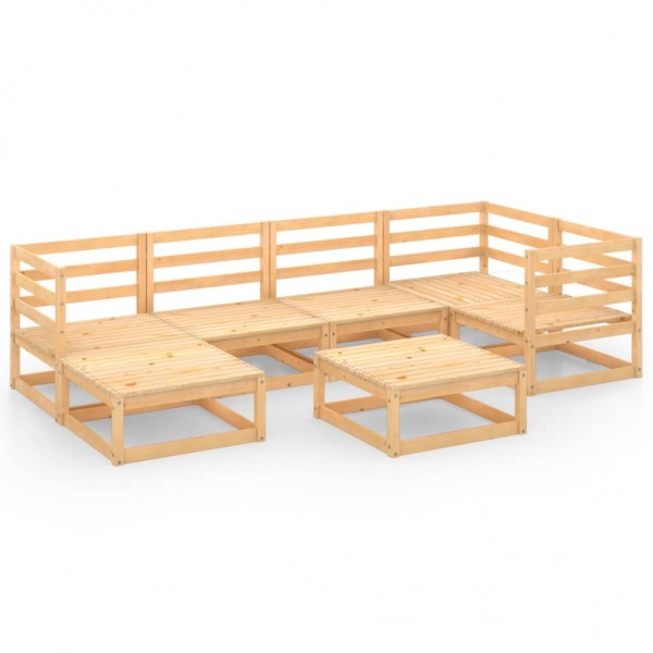 Juego de muebles de jardín 7 pzas y cojines madera pino maciza