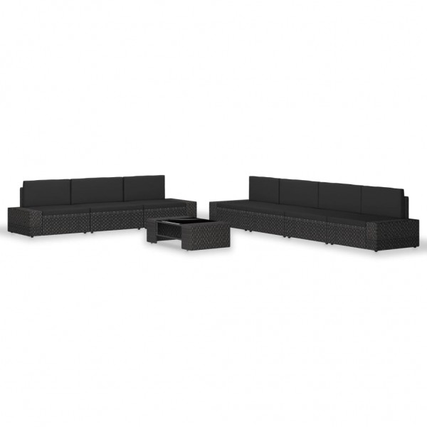 Juego de muebles de jardín 8 piezas ratán sintético negro
