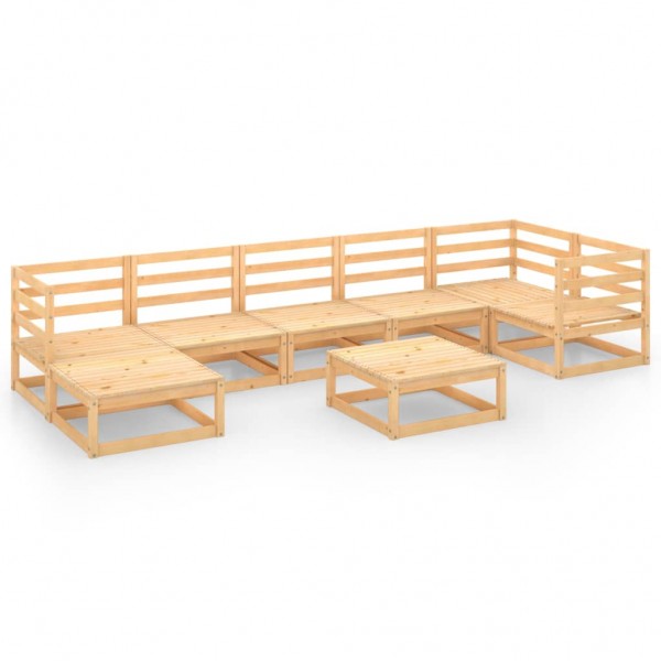 Juego de muebles de jardín 8 pzas y cojines madera pino maciza