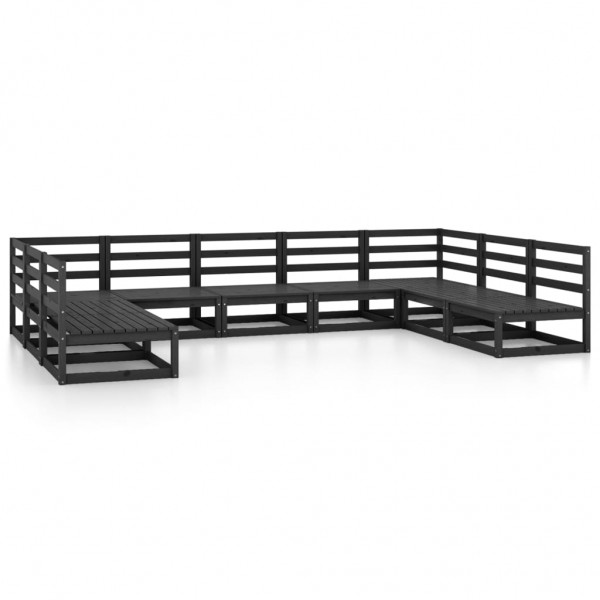 Juego de muebles de jardín 9 piezas madera maciza de pino