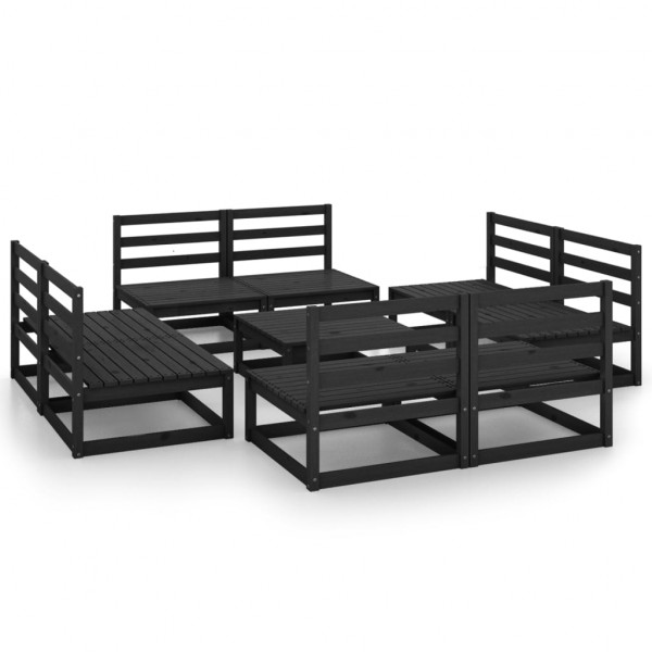 Juego de muebles de jardín 9 piezas negro madera madera pino