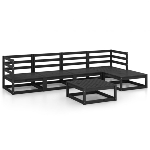 Juego de muebles de jardín 9 piezas negro madera pino maciza