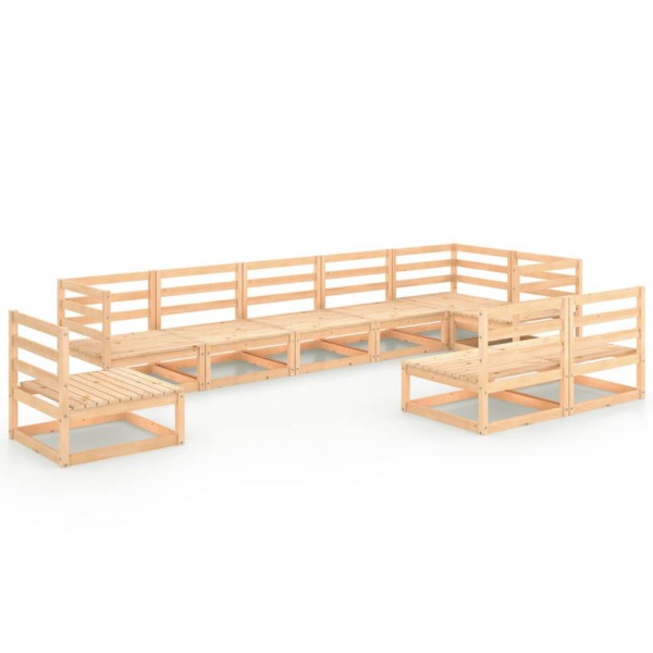 Juego de muebles de jardín 9 pzas y cojines madera pino maciza