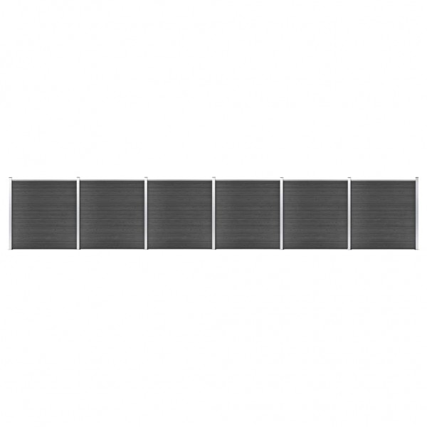 Juego de paneles de valla WPC negro 1045x186 cm