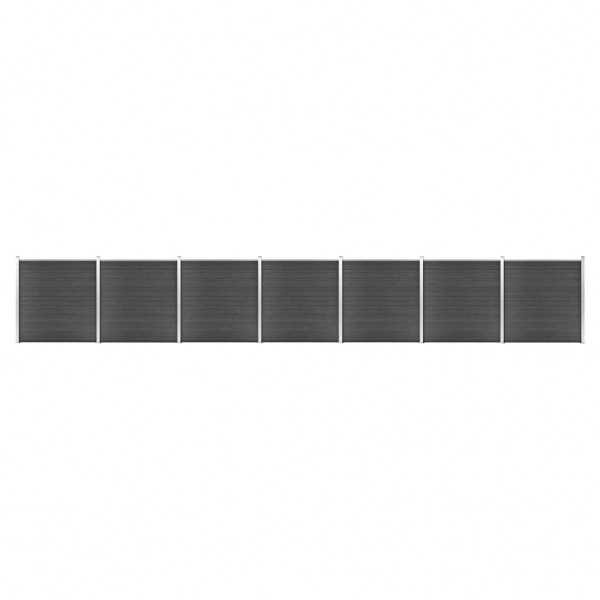 Juego de paneles de valla WPC negro 1218x186 cm