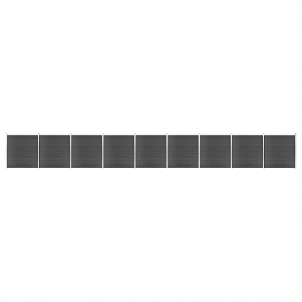 Juego de paneles de valla WPC negro 1564x186 cm