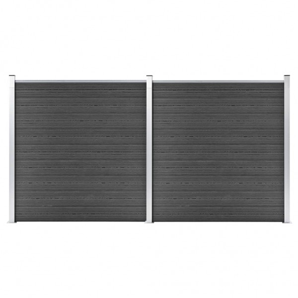 Juego de paneles de valla WPC negro 353x186 cm