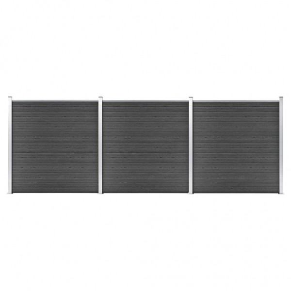 Juego de paneles de valla WPC negro 526x186 cm