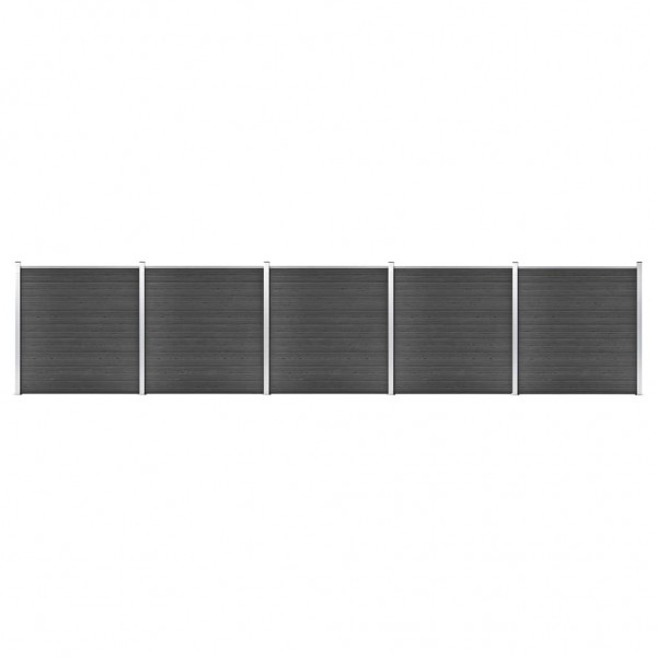 Juego de paneles de valla WPC negro 872x186 cm