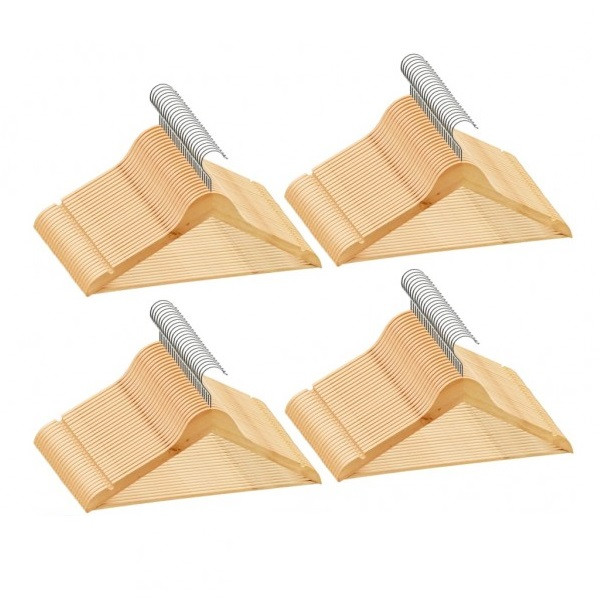 Juego de perchas para ropa 100 uds antideslizantes madera dura