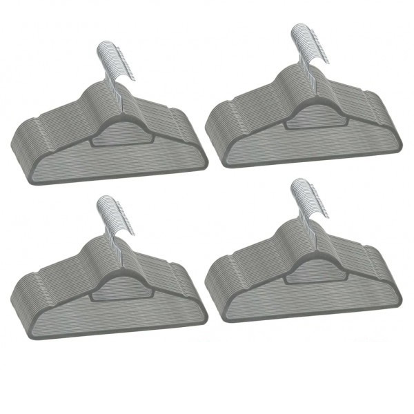Juego de perchas ropa 100 uds antideslizantes terciopelo gris