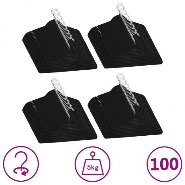 Juego de perchas ropa 100 uds antideslizantes terciopelo negro