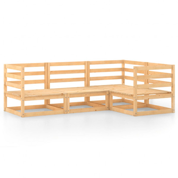 Juego de salón de jardín 4 piezas madera maciza de pino