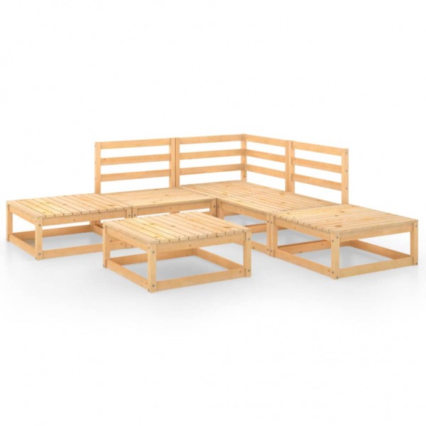 Juego de salón de jardín 6 piezas madera maciza de pino