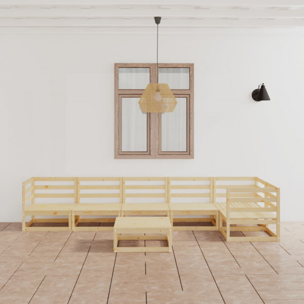 Juego de salón de jardín 7 piezas madera maciza de pino