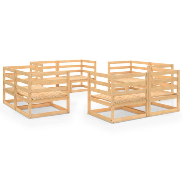 Juego de salón de jardín 8 piezas madera maciza de pino