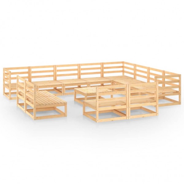 Juego de salón de jardín de 13 piezas madera maciza de pino