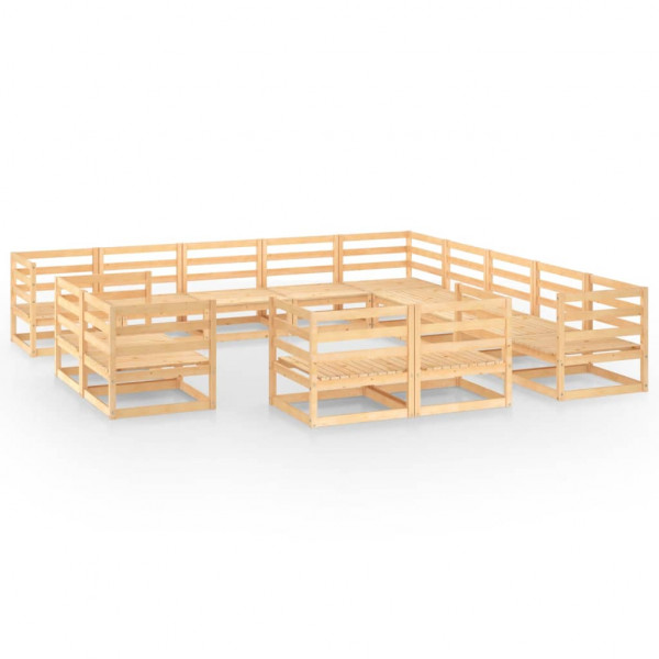 Juego de salón de jardín de 13 piezas madera pino maciza