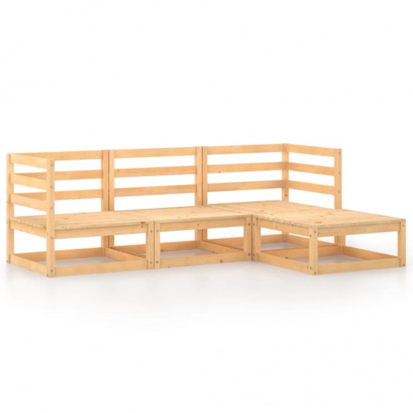 Juego de salón de jardín de 4 piezas madera maciza de pino