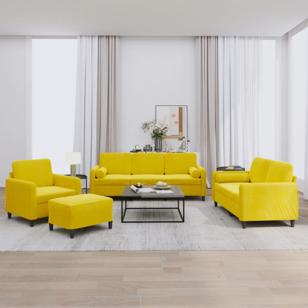 Juego de sofás con cojines 4 piezas terciopelo amarillo