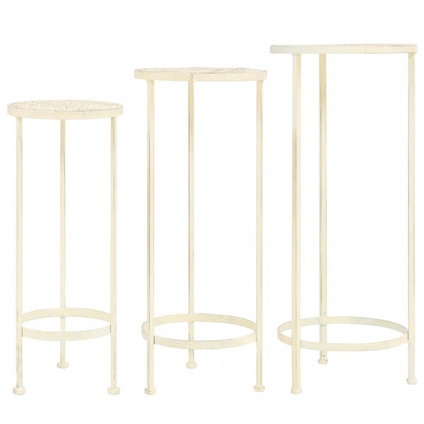 Juego de soportes de planta 3 pzas estilo vintage metal blanco
