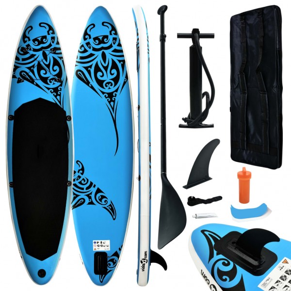 Juego de tabla de paddle surf hinchable azul 366x76x15 cm