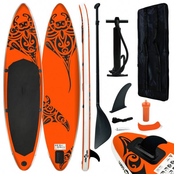 Juego de tabla de paddle surf hinchable naranja 305x76x15 cm