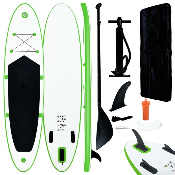 Juego de tabla de paddle surf hinchable verde y negro