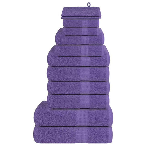 Juego de toallas 12 piezas 100% algodón morado 360 gsm
