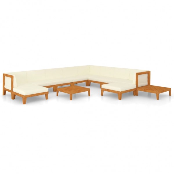 Juego muebles de jardín y cojines 12 pzas madera maciza acacia