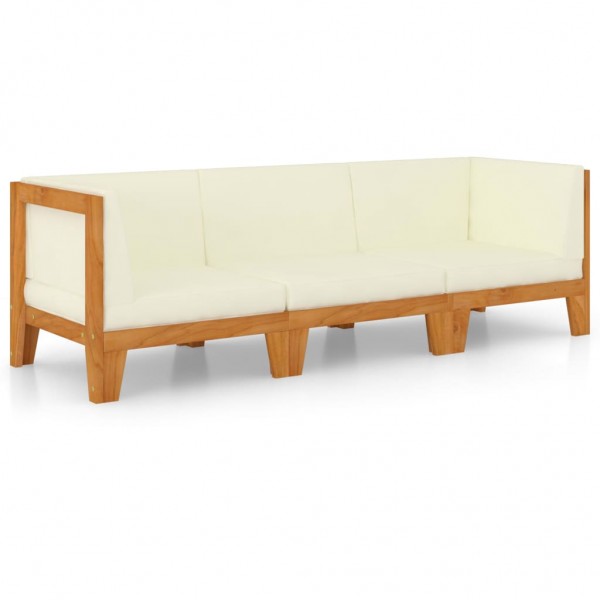 Juego muebles de jardín y cojines 3 pzas madera maciza acacia