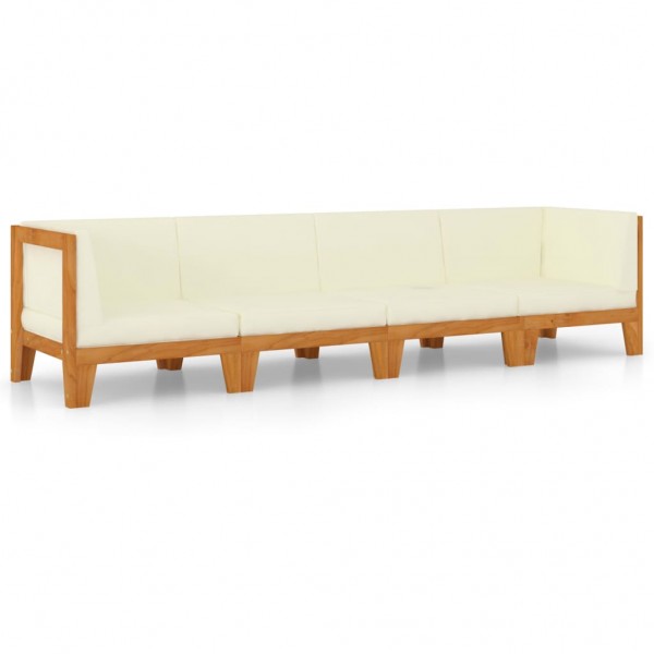 Juego muebles de jardín y cojines 4 pzas madera maciza acacia